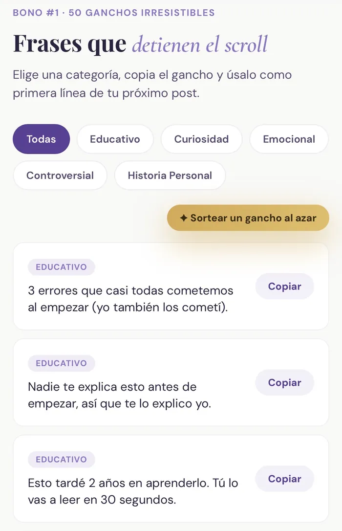 50 Ganchos Irresistibles de Chispa Creativa™